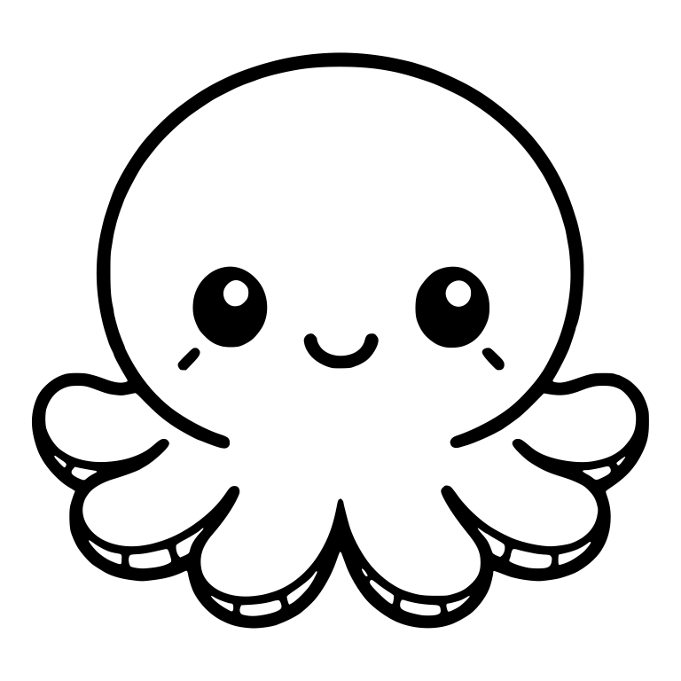 Kawaii Octopus With Blush Marks and Sucker Detail — free animal SVG cut file