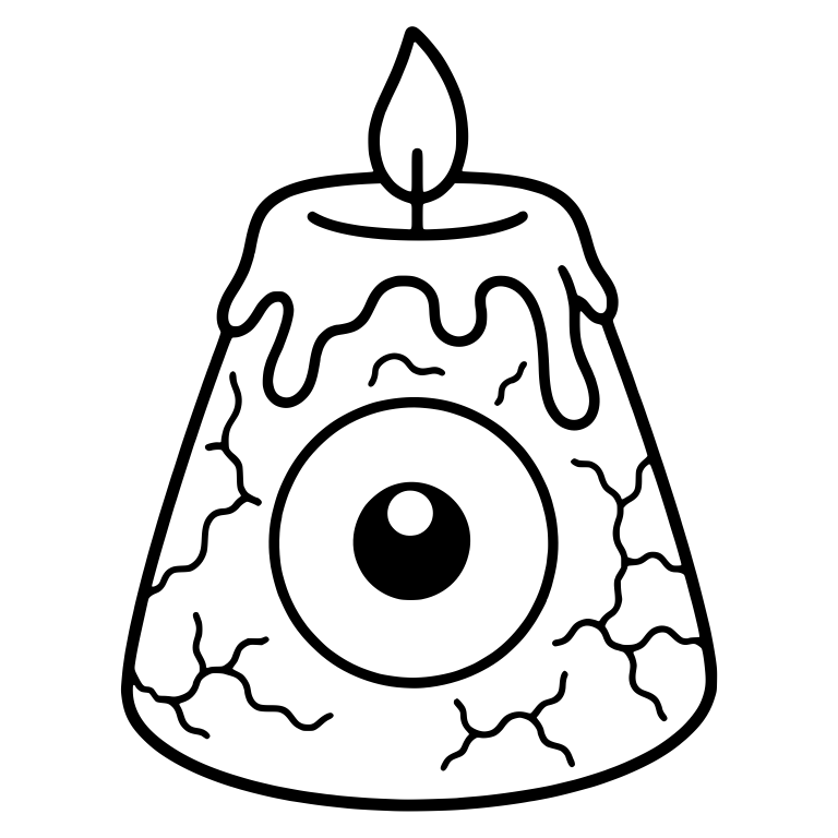 Cone-Shaped Candle with Eyeball and Wax Drips — free objects SVG cut file