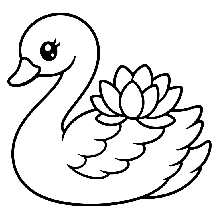 Kawaii Swan With Water Lily Blossom on Its Back — free animal SVG cut file
