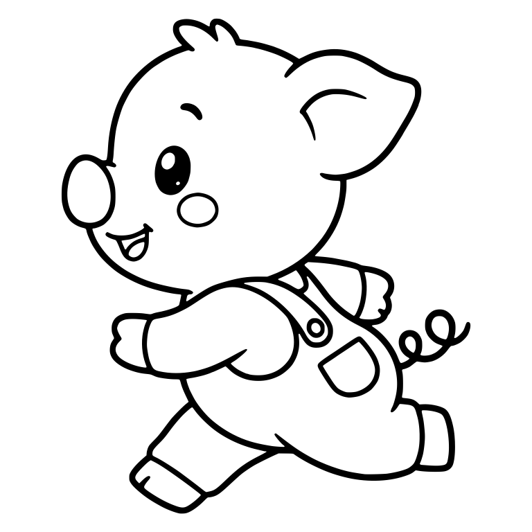 Running Piglet In Overalls In Side Profile — free animal SVG cut file