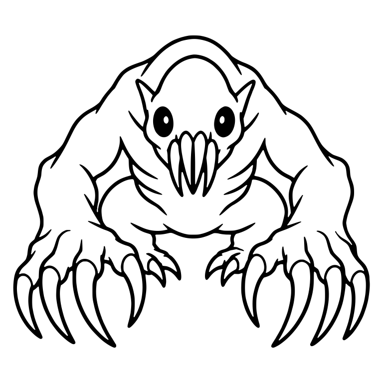 Hunched Clawed Tunnel Monster With Fanged Snout — free fantasy-creature SVG cut file