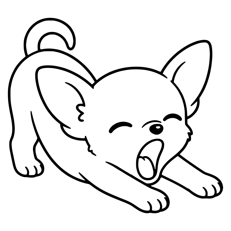 Chihuahua Puppy Yawning in a Play Bow Stretch — free animal SVG cut file
