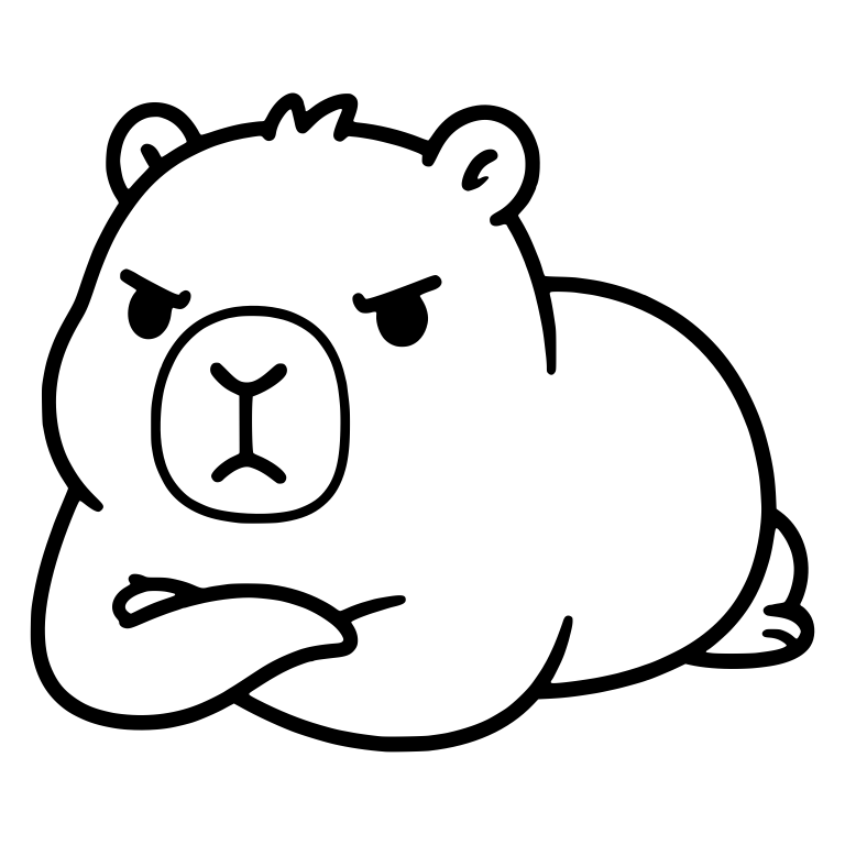 Grumpy Capybara Lying Down With Arms Crossed — free animal SVG cut file