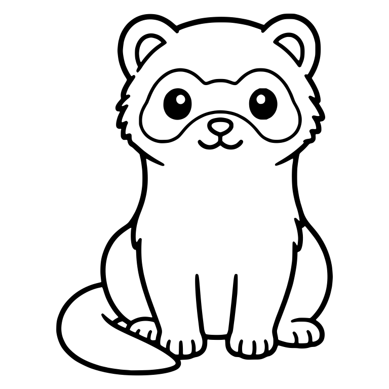 Kawaii Masked Ferret Sitting With Tail Curled Left — free animal SVG cut file