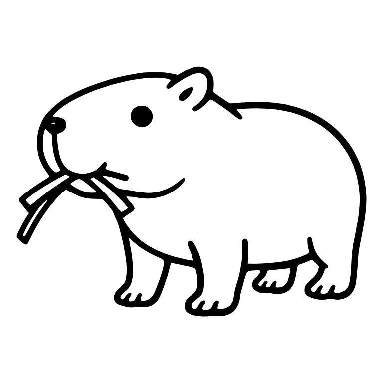 Capybara Chewing Grass Blades Standing Facing Left — free animal SVG cut file