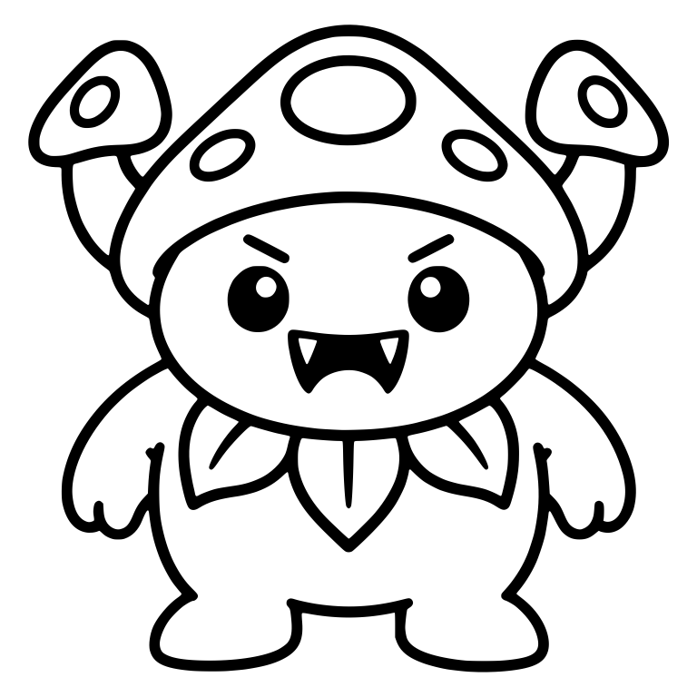 Angry Mushroom Cap Monster With Leaf Collar — free fantasy-creature SVG cut file
