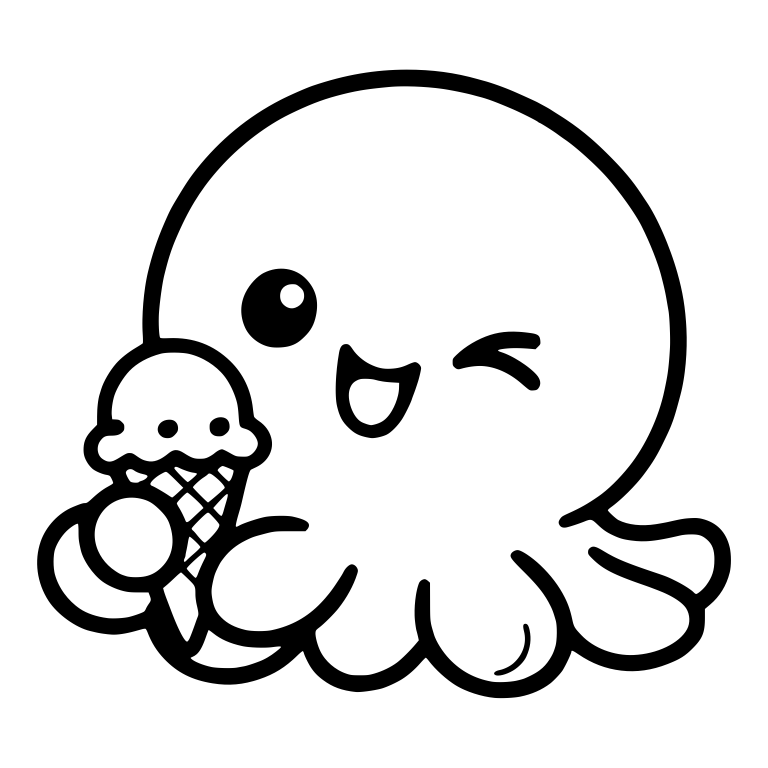 Octopus Holding Ice Cream Cone And Winking — free animal SVG cut file