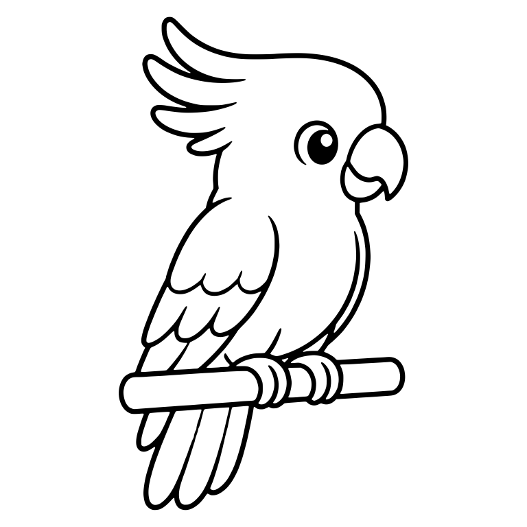 Cockatoo Perched on a Bar With Swept-Back Crest — free animal SVG cut file