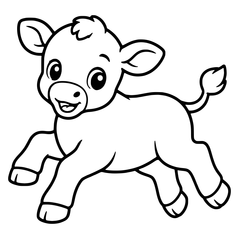 Kawaii Calf Leaping With Open Mouth Smile — free animal SVG cut file