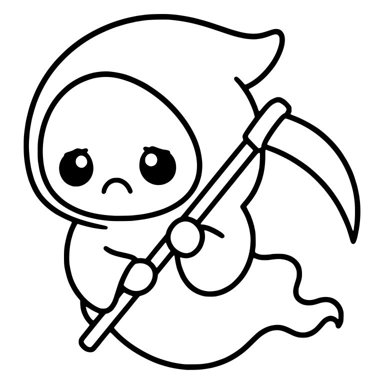 Frowning Grim Reaper Floating Holding Scythe Close — free characters SVG cut file