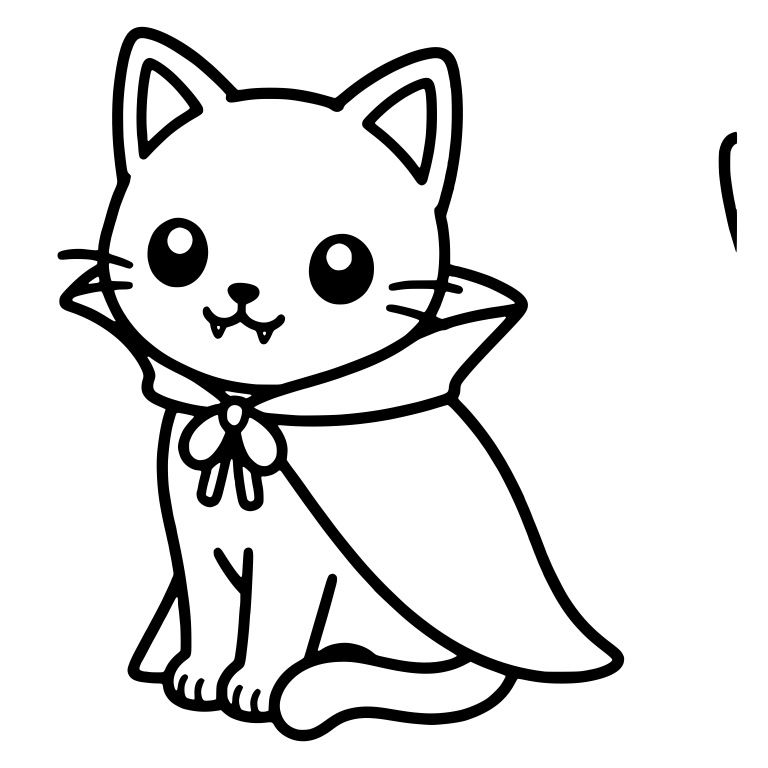 Sitting Vampire Cat With Ribbon Bow and High Collar — free animal SVG cut file