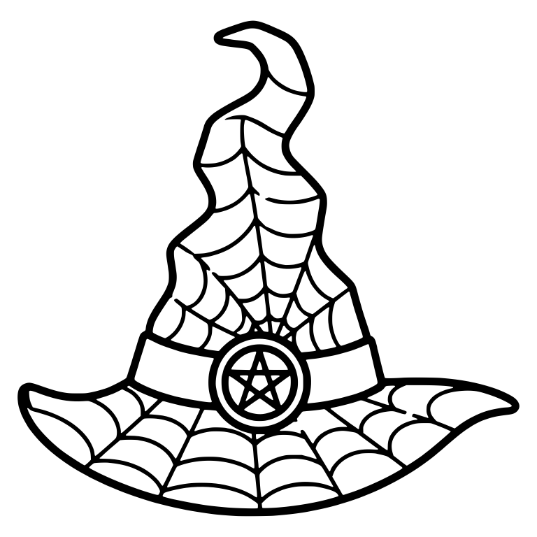 Twisted Spiderweb Witch Hat with Pentagram Buckle — free objects SVG cut file