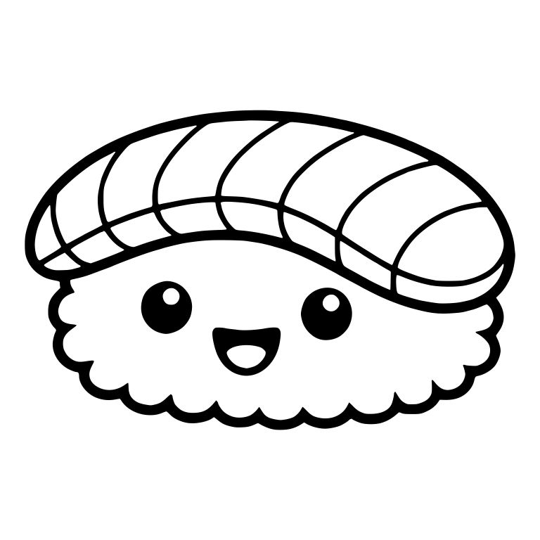 Salmon Nigiri With Sloped Fillet and Tiny Open Mouth — free food SVG cut file