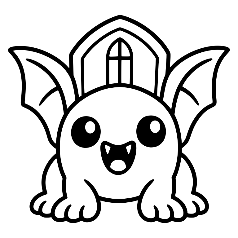 Bat-Winged Monster With Gothic Chapel Window — free fantasy-creature SVG cut file