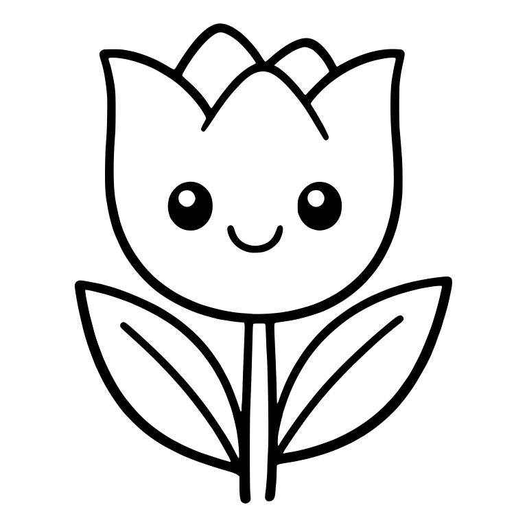 Tulip With Twin Crown Tips and Twin-Line Stem — free floral SVG cut file