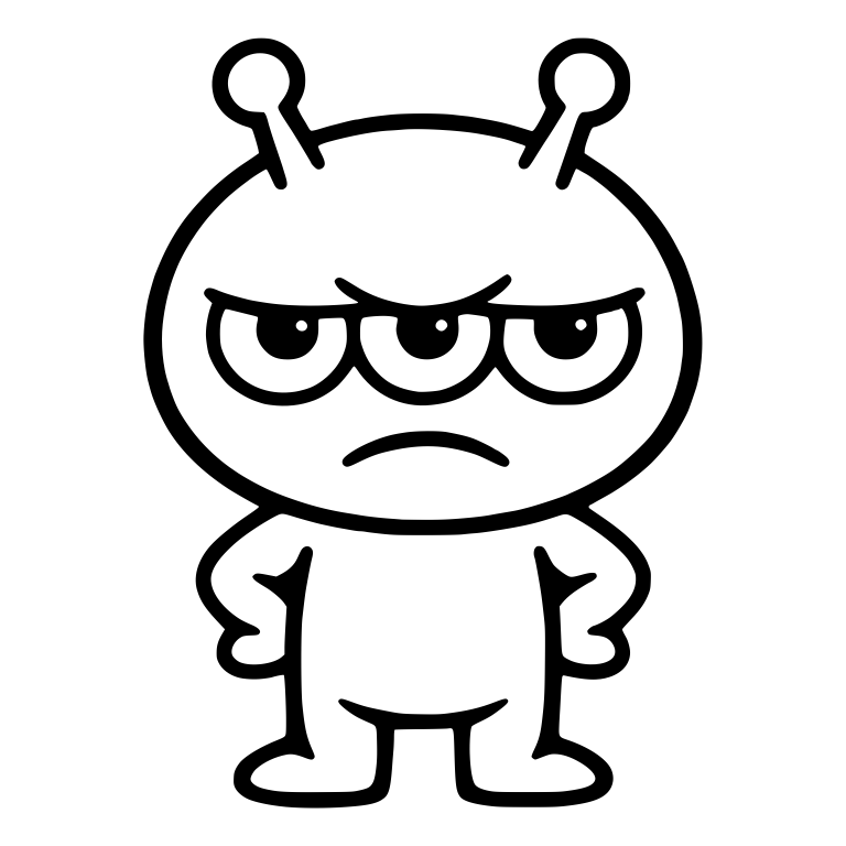 Grumpy Three-Eyed Alien With Hands on Hips — free fantasy-creature SVG cut file