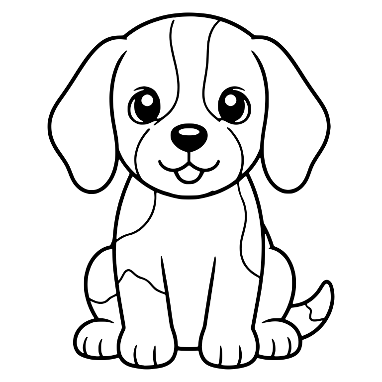 Sitting Beagle Puppy with Spotted Body and Tail Patch — free animal SVG cut file