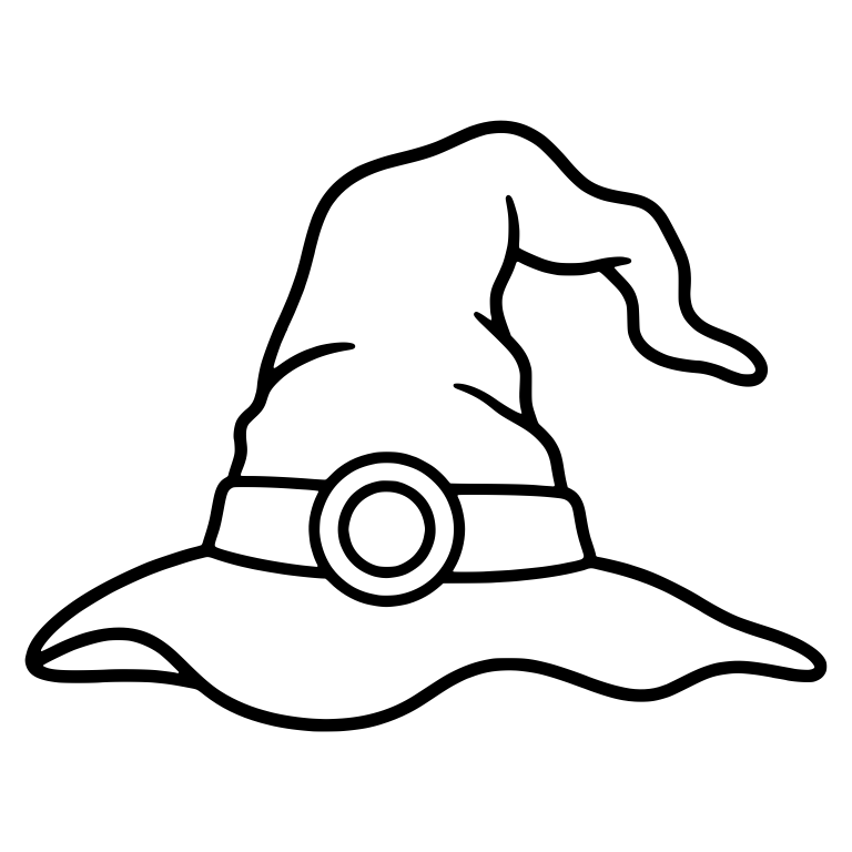 Floppy Witch Hat With Round Buckle And Wavy Brim — free objects SVG cut file