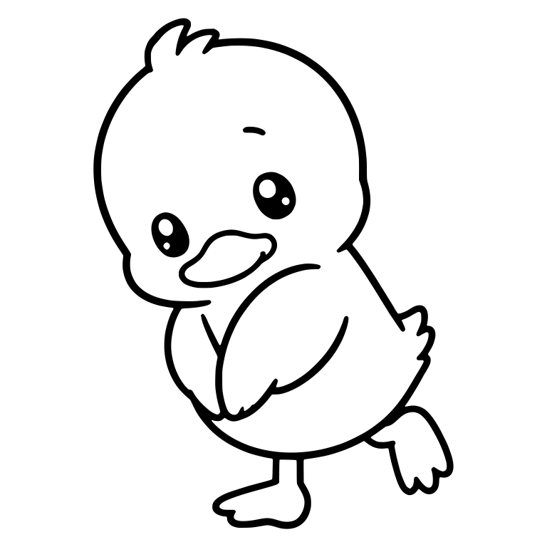 Bashful Duckling Tilting Head With One Foot Raised — free animal SVG cut file
