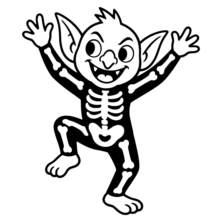 Skeleton Goblin Cheering With Both Arms Raised — free fantasy-creature SVG cut file