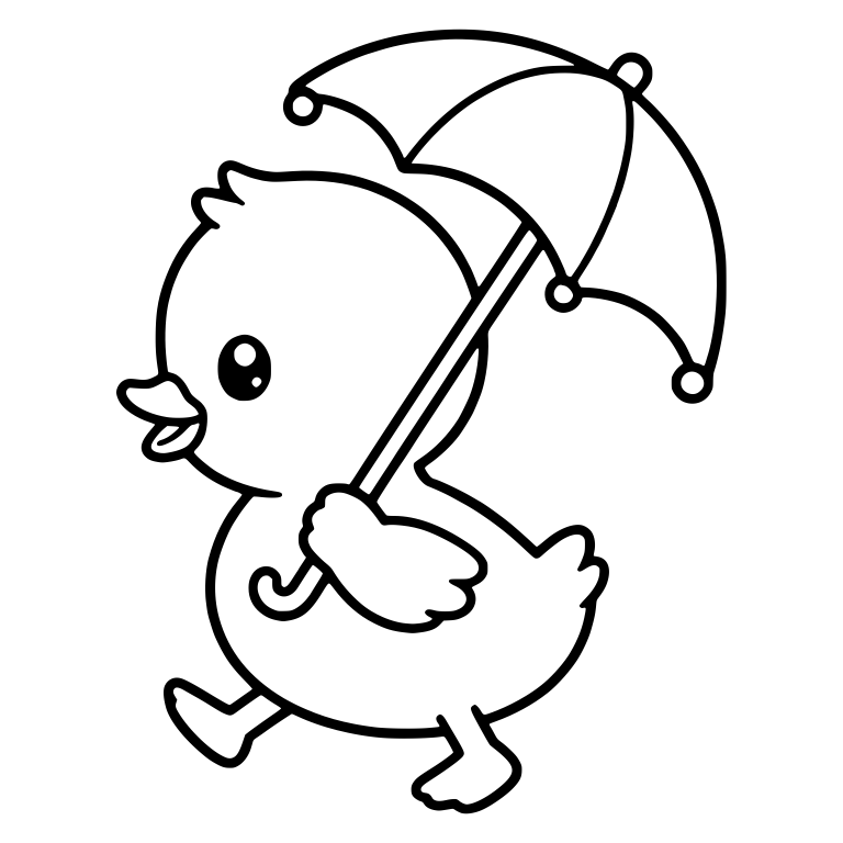 Walking Duckling With Umbrella Over Its Back — free animal SVG cut file