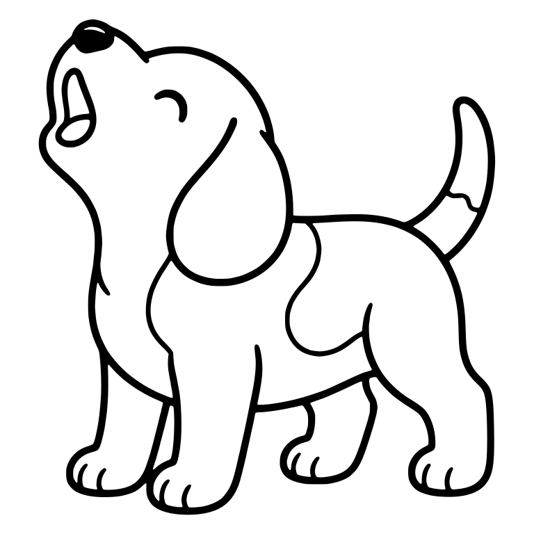 Standing Howling Beagle Puppy With Closed Eyes — free animal SVG cut file