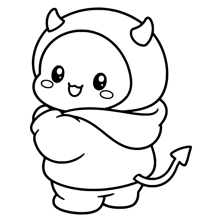 Side-Facing Hooded Devil With Folded Arms and Tail — free characters SVG cut file