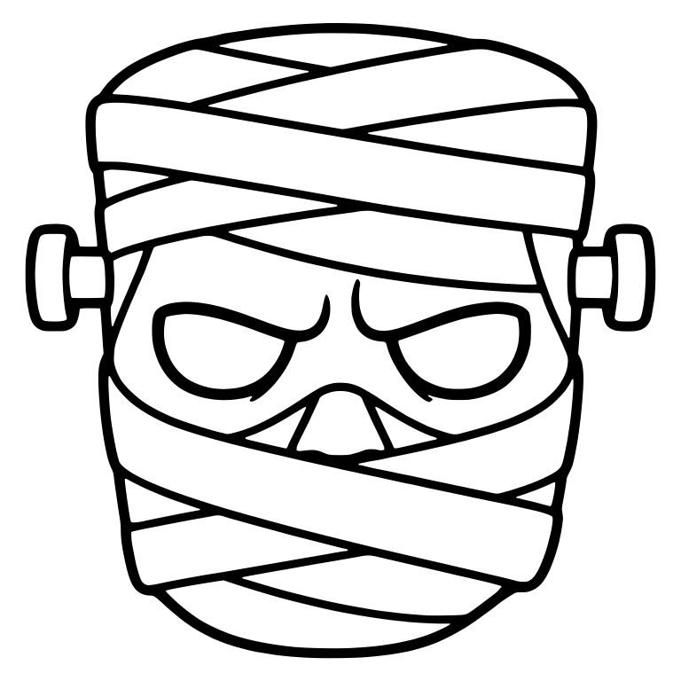 Bandaged Mummy Head With Side Bolts And Angry Eyes — free fantasy-creature SVG cut file