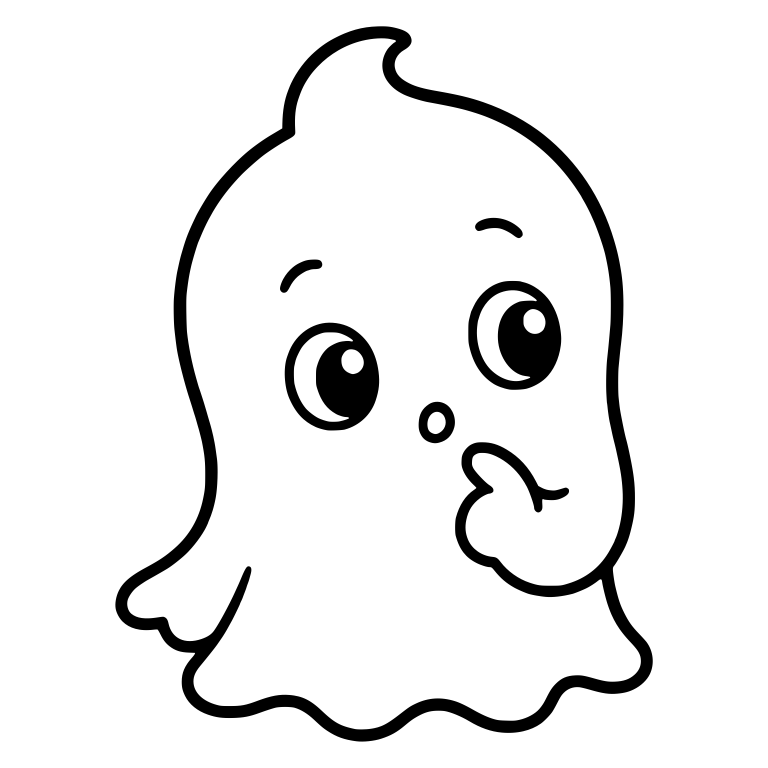 Curious Ghost Tilting Head With Hand at Mouth — free fantasy-creature SVG cut file