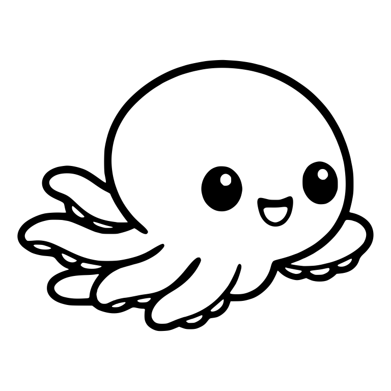 Happy Octopus Swimming With Suction Cup Arms — free animal SVG cut file