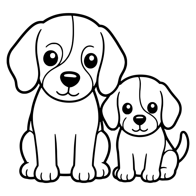 Front-Facing Beagle and Pup Sitting Together — free animal SVG cut file