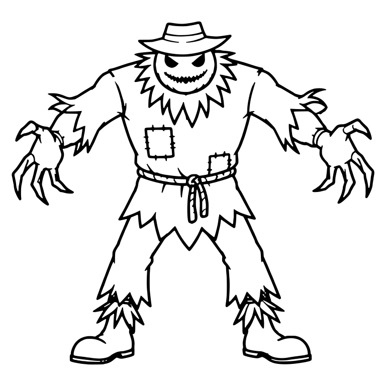 Patched Scarecrow in Brimmed Hat With Grinning Face — free characters SVG cut file