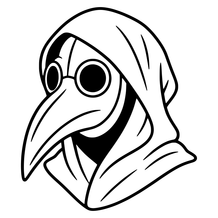 Hooded Plague Doctor in Left-Facing Beak Mask — free characters SVG cut file