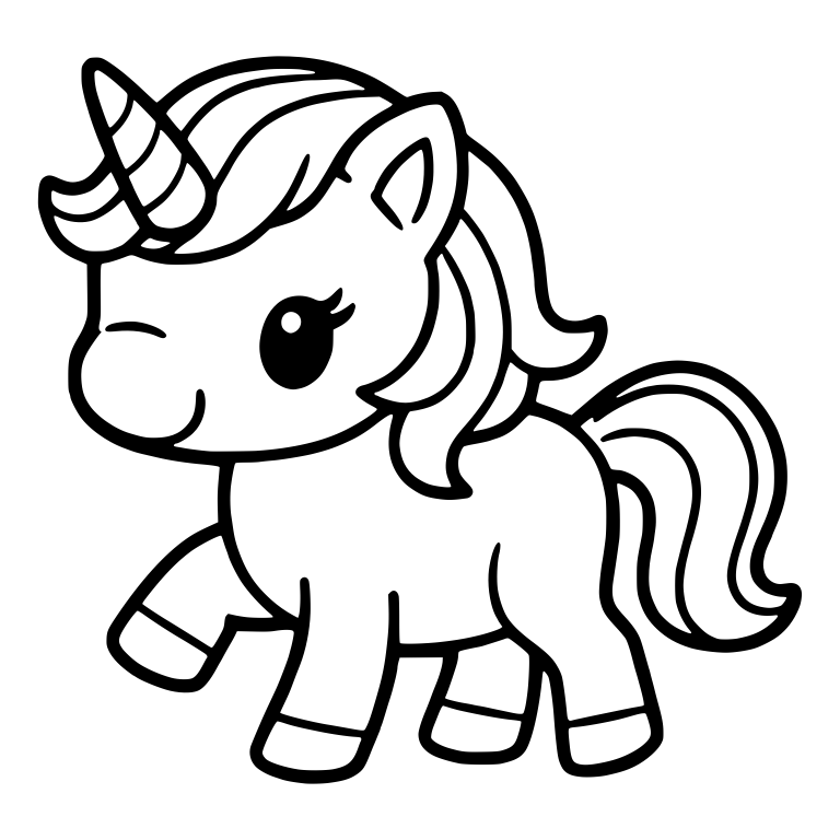 Winking Baby Unicorn Trotting With Raised Hoof — free fantasy-creature SVG cut file
