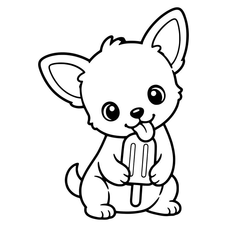 Puppy Sitting and Licking Popsicle with Both Paws — free animal SVG cut file