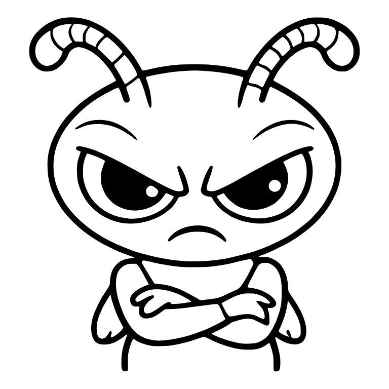 Grumpy Alien With Segmented Antennae and Crossed Arms — free fantasy-creature SVG cut file