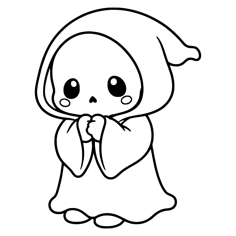 Cute Chibi Reaper Standing with Hands Clasped — free characters SVG cut file