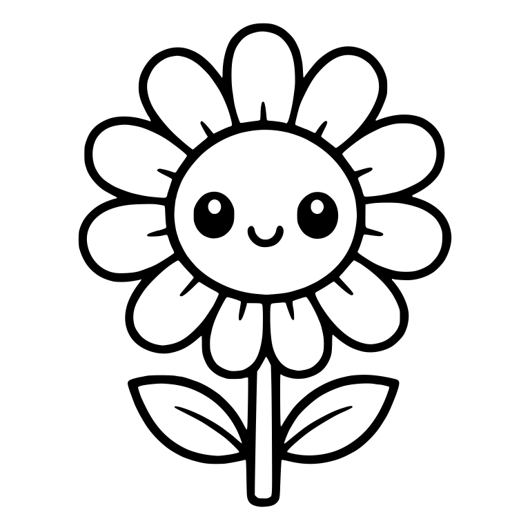 Daisy With Center Tick Marks and Single Hollow Stem — free floral SVG cut file