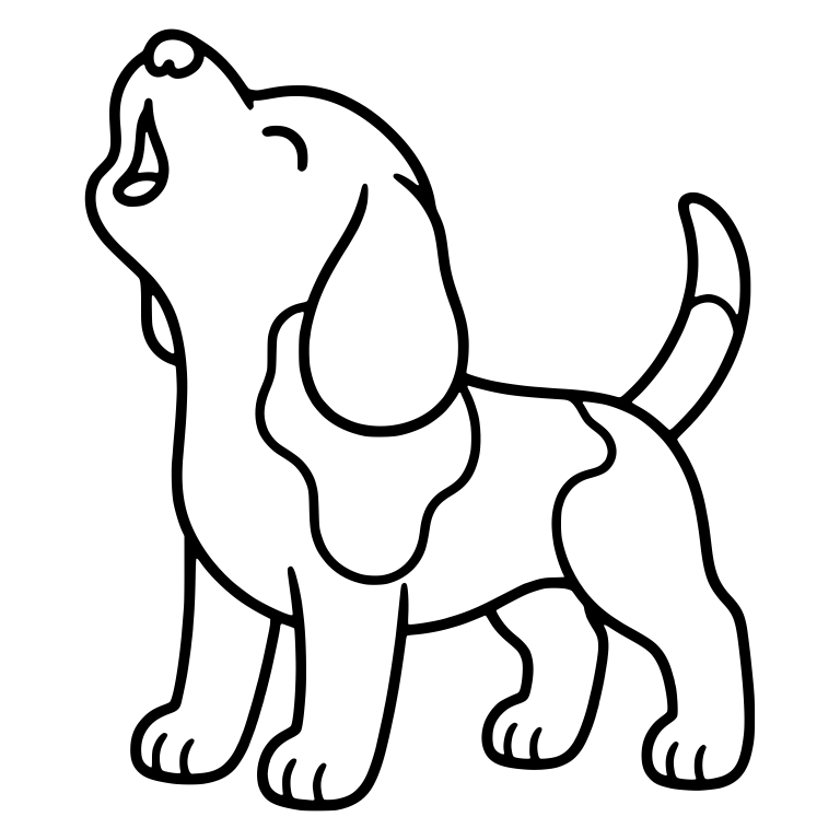 Howling Beagle Puppy Standing On All Fours — free animal SVG cut file