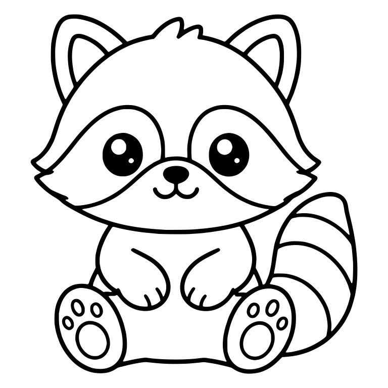Sitting Raccoon With Paws on Belly — free animal SVG cut file