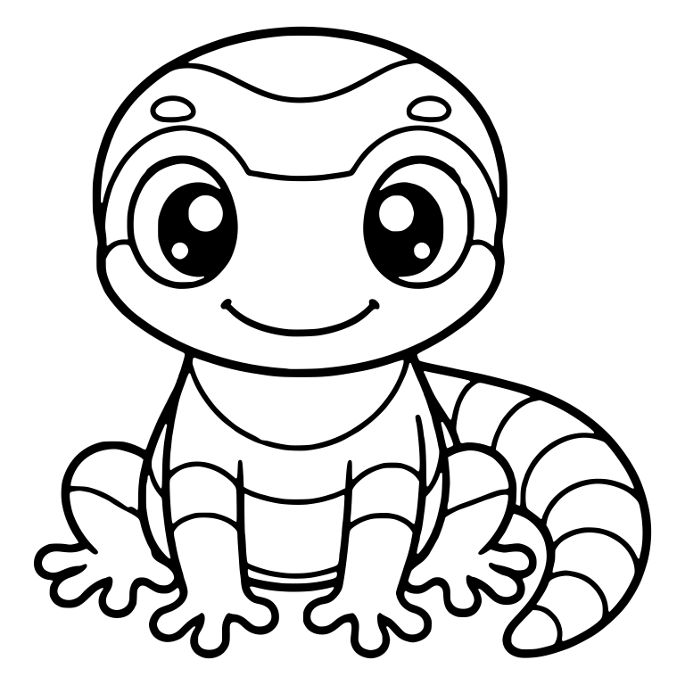 Sitting Banded Gecko With Striped Tail — free animal SVG cut file