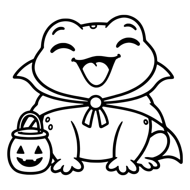Laughing Toad in Vampire Cape with Pumpkin Bucket — free animal SVG cut file