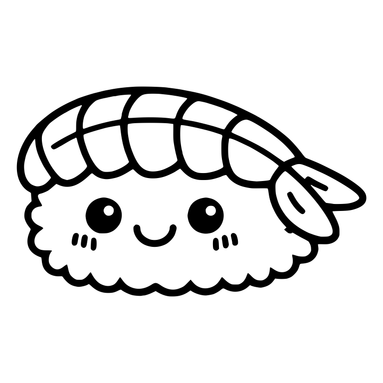 Shrimp Nigiri With Curved Tail And Blush Marks — free food SVG cut file