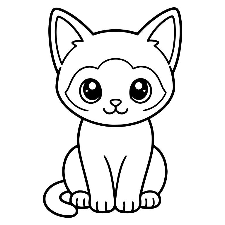 Sitting Siamese Kitten With Big Round Eyes — free animal SVG cut file