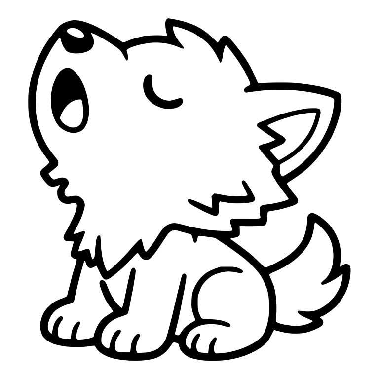 Simple Howling Wolf Pup Looking Straight Up — free animal SVG cut file