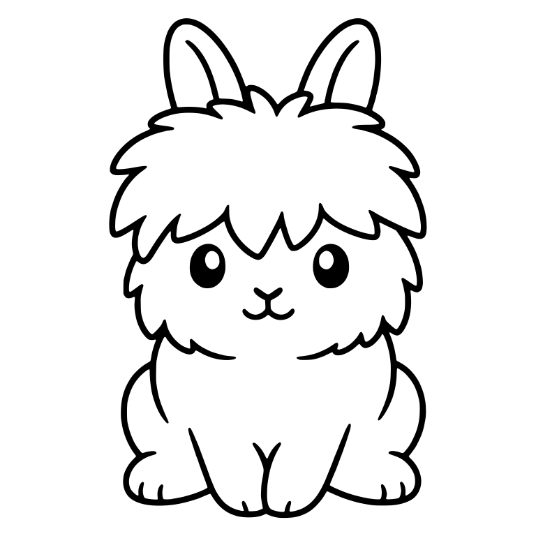 Shaggy Fringe Bunny Sitting With Short Ears — free animal SVG cut file