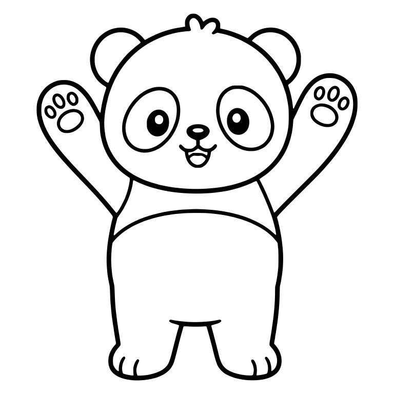Happy Standing Panda Cub with Arms Raised — free animal SVG cut file