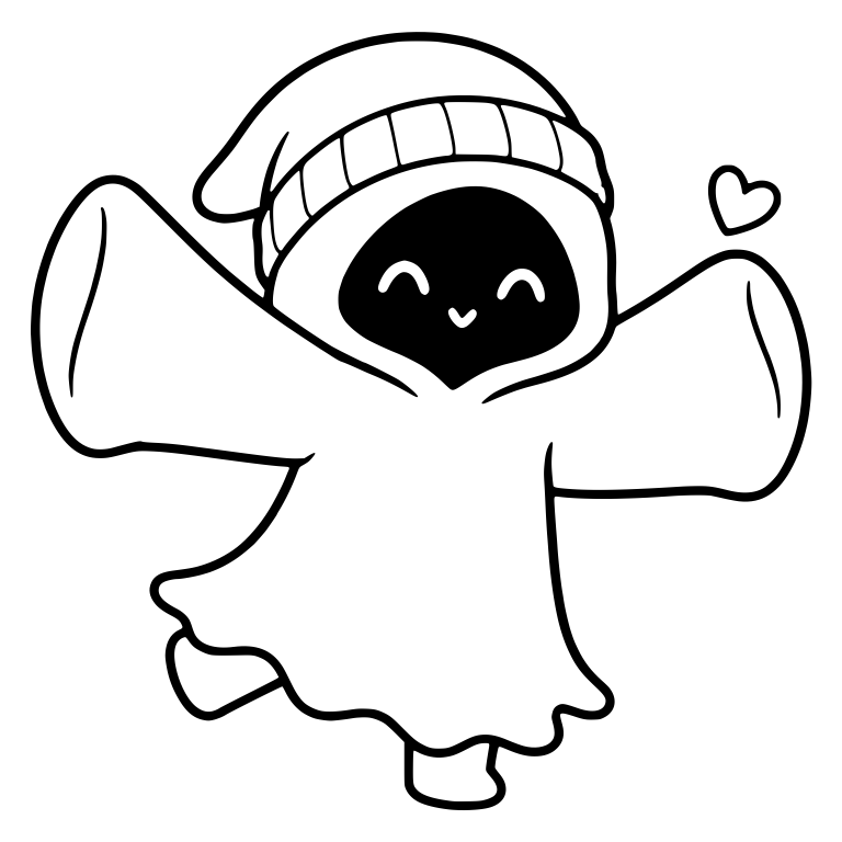 Dark-Faced Beanie Reaper With Arms Wide And Heart — free characters SVG cut file