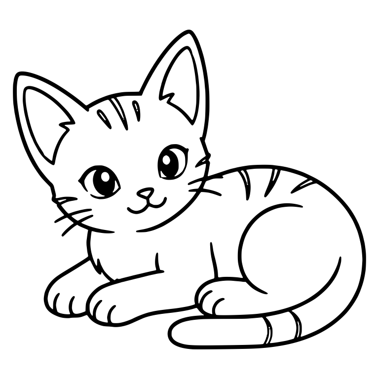Big Ear Kitten Lying Down With Head Turned — free animal SVG cut file