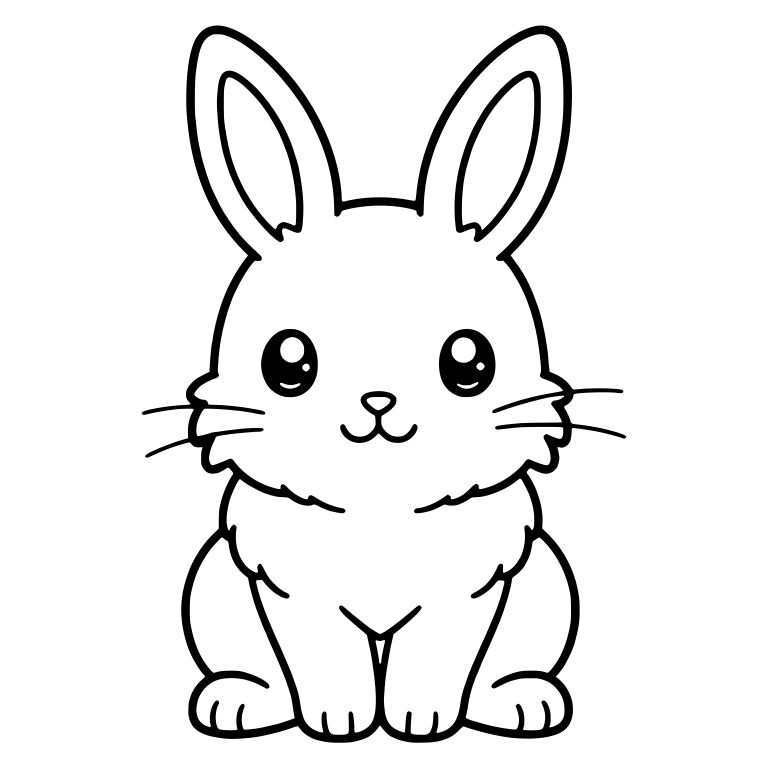 Front-Facing Bunny With Sparkly Eyes and Long Whiskers — free animal SVG cut file